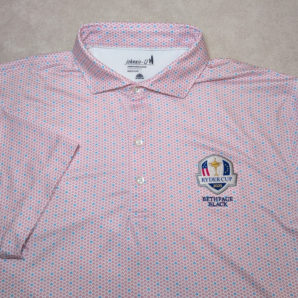 Johnnie-O 2025 Ryder Cup Bethpage Black Performance Golf Polo Pink Size Medium